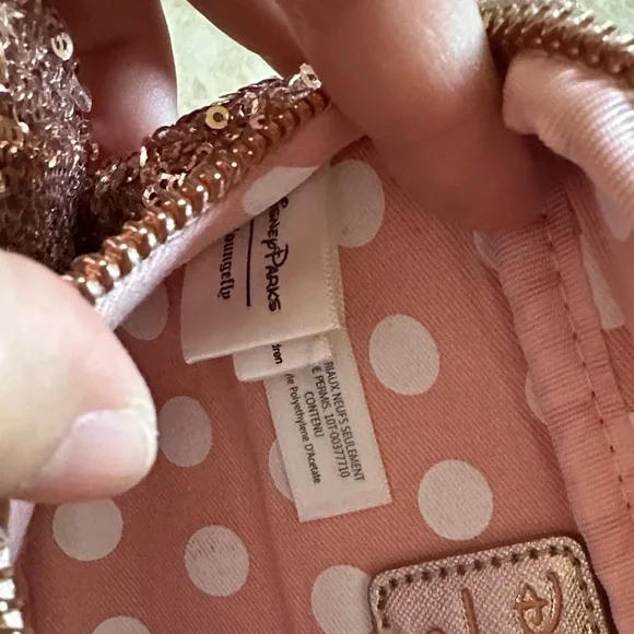 Disney Loungefly Sequin Bow Accent Bag - Brown - Picture 8 of 9